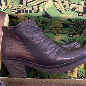 Two tone Fly London boots, brown and bronze